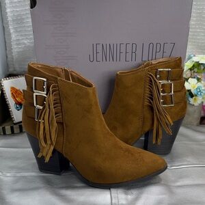 (E)) ENNIFER LOPEZ COGNACWomen's casual and fashionable brown dress boots,Sz 8.5